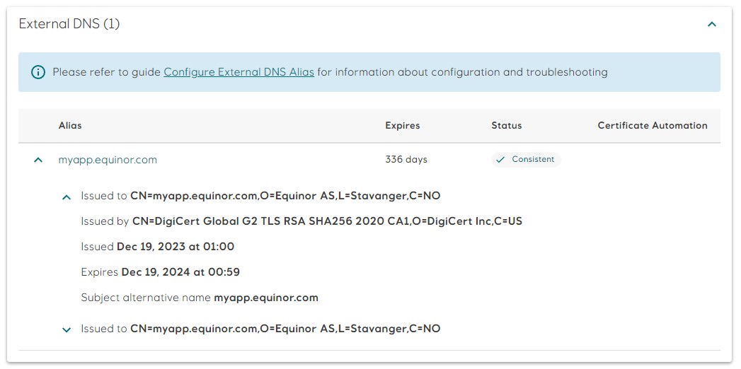 External DNS list consistent