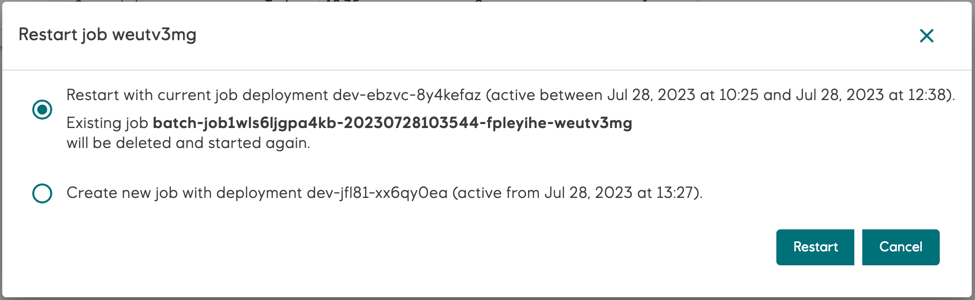 Restart job with new active deployment